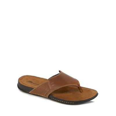 Brown leather toe-post sandals